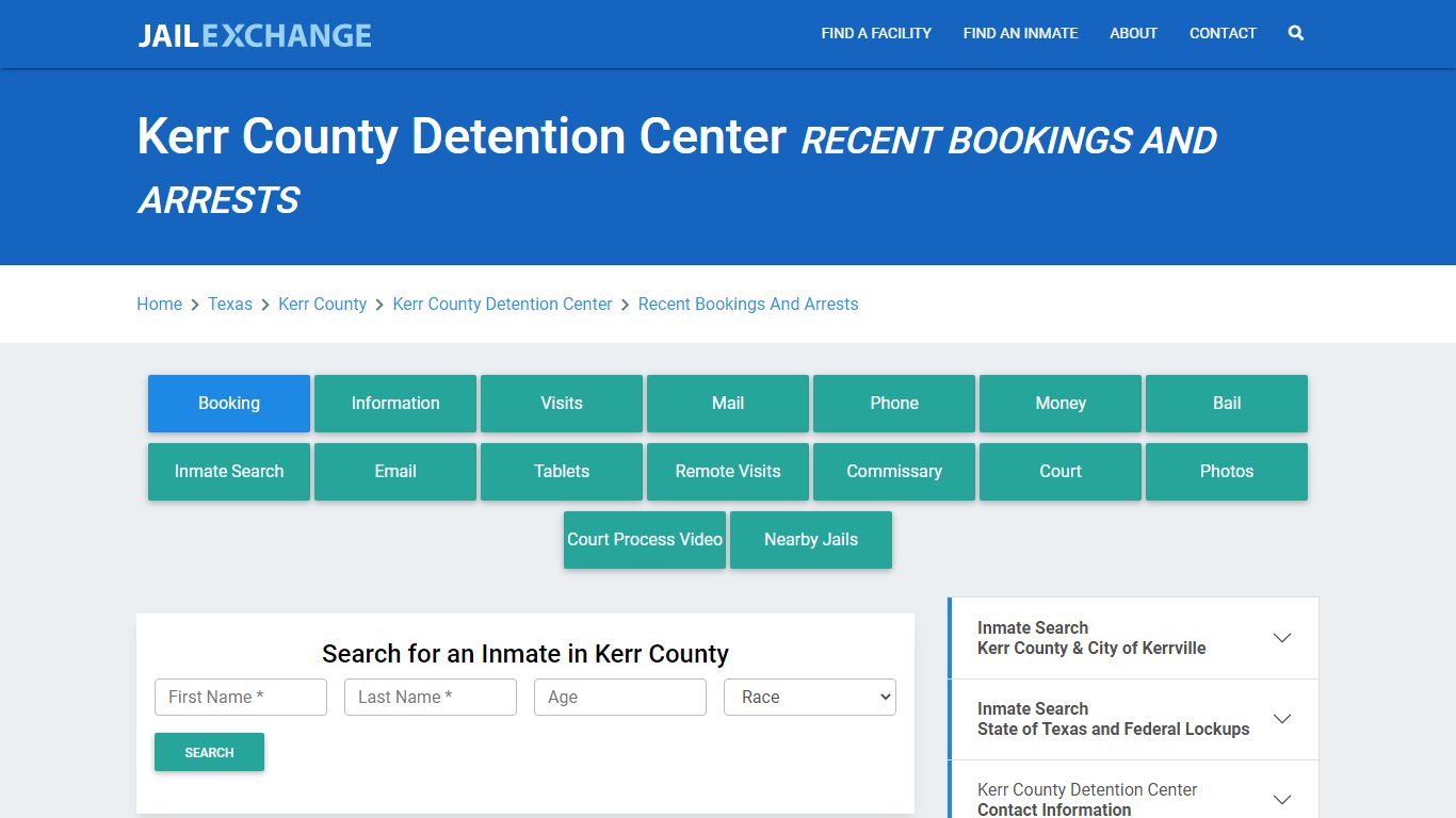 Kerr County Detention Center Recent Bookings And Arrests - Jail Exchange